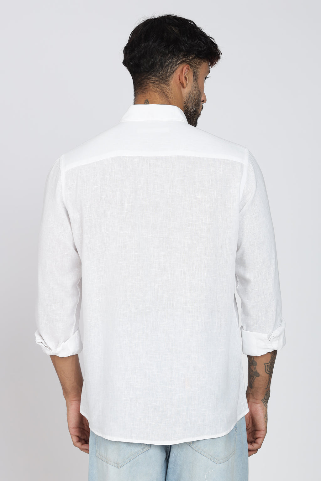 Men's Full Sleeves Plain White Shirt | Imported Linen Fabric| Formal & Party Wear