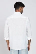 Men's Full Sleeves Plain White Shirt | Imported Linen Fabric| Formal & Party Wear