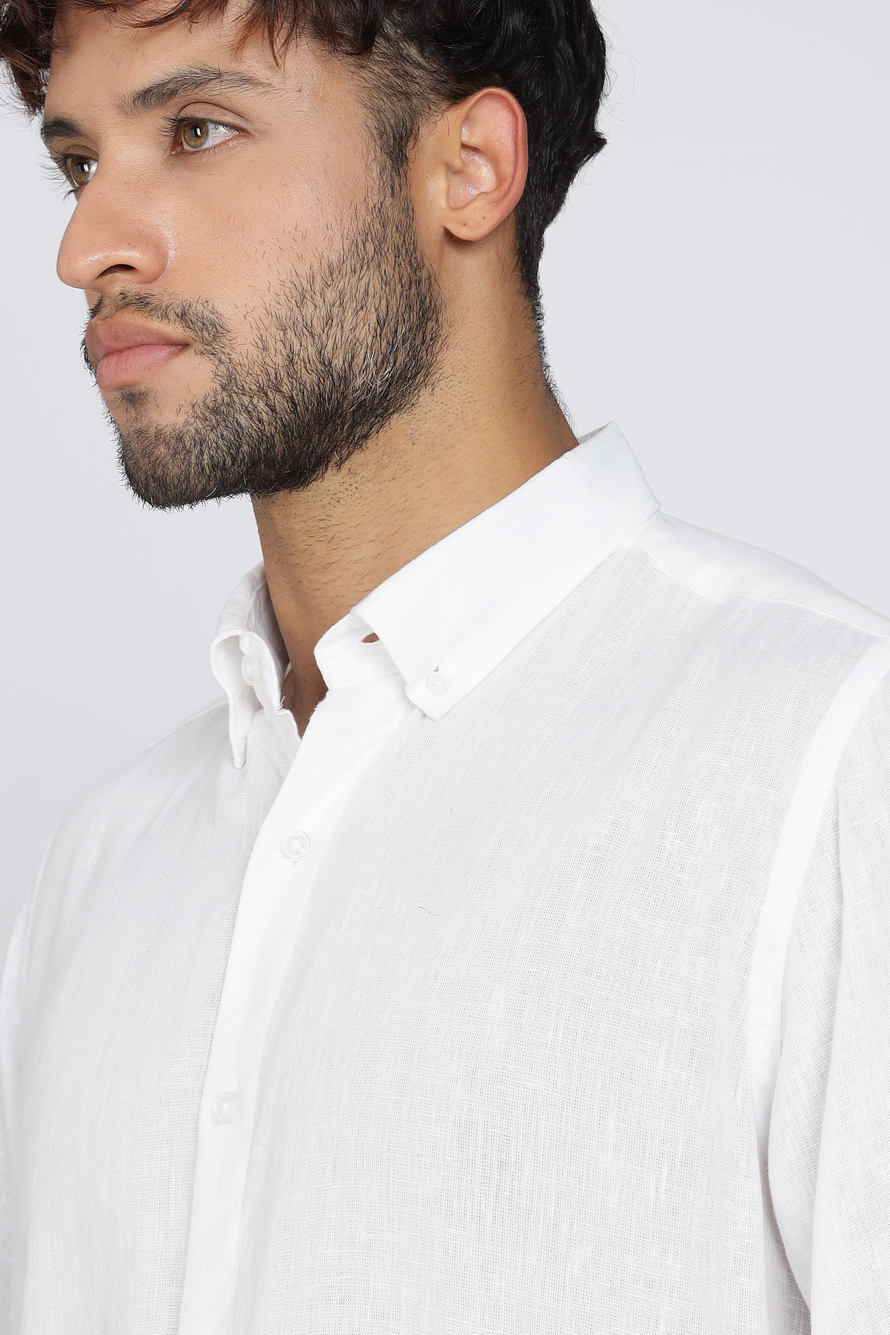 Men's Full Sleeves Plain White Shirt | Imported Linen Fabric| Formal & Party Wear