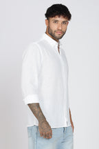 Men's Full Sleeves Plain White Shirt | Imported Linen Fabric| Formal & Party Wear