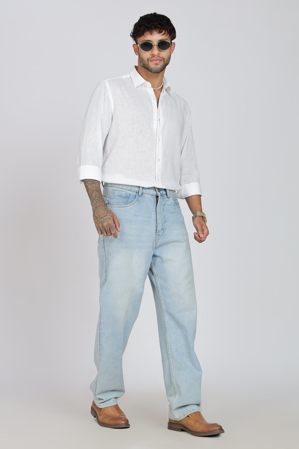 Men's Full Sleeves Plain White Shirt | Imported Linen Fabric| Formal & Party Wear