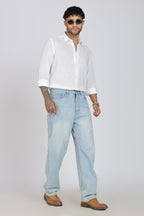 Men's Full Sleeves Plain White Shirt | Imported Linen Fabric| Formal & Party Wear