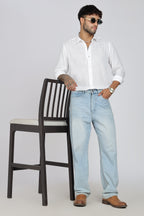 Men's Full Sleeves Plain White Shirt | Imported Linen Fabric| Formal & Party Wear