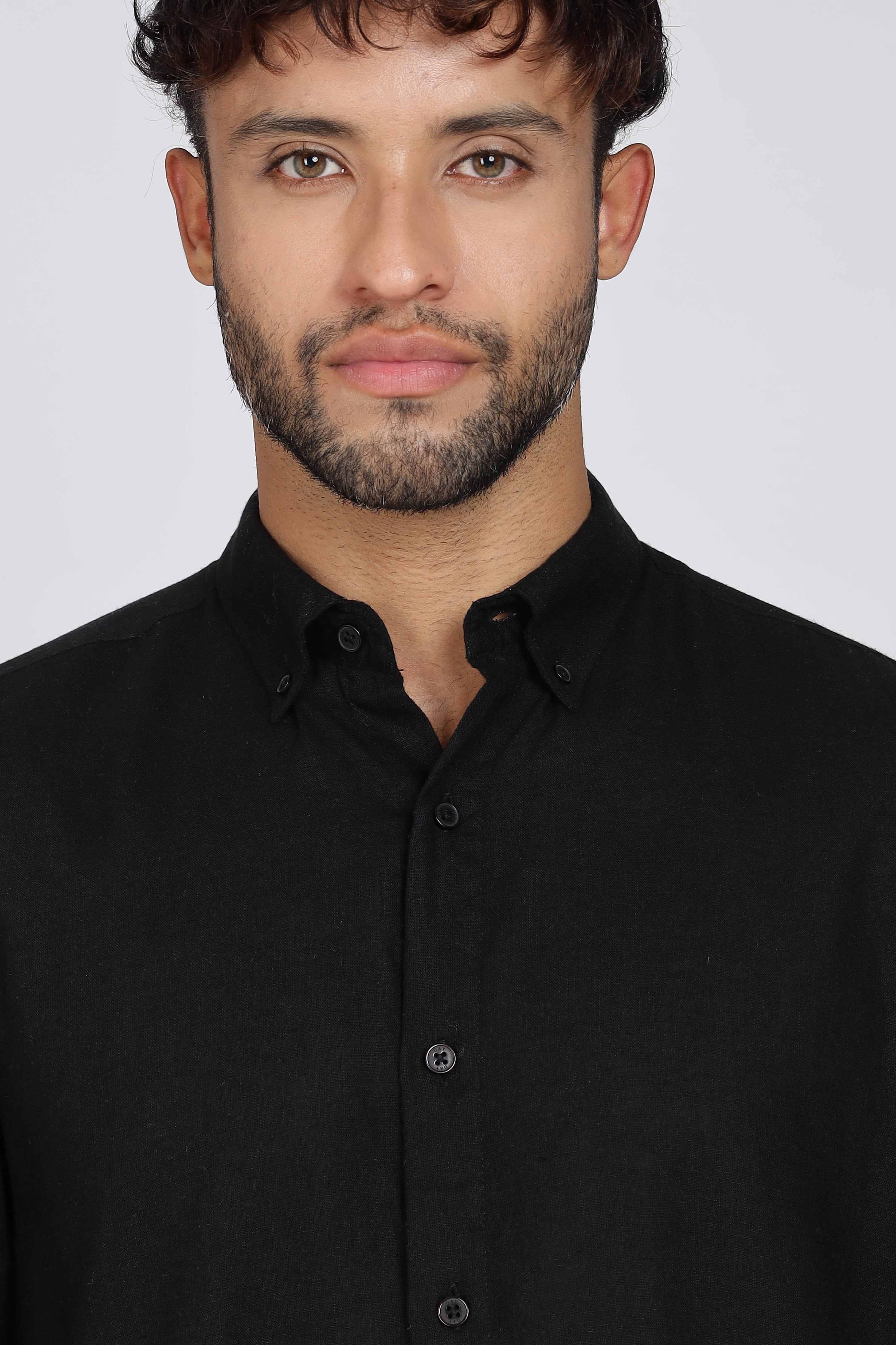 Men's Full Sleeves Plain Black Shirt | Imported Linen Fabric| Formal & Party Wear