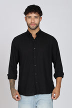 Men's Full Sleeves Plain Black Shirt | Imported Linen Fabric| Formal & Party Wear