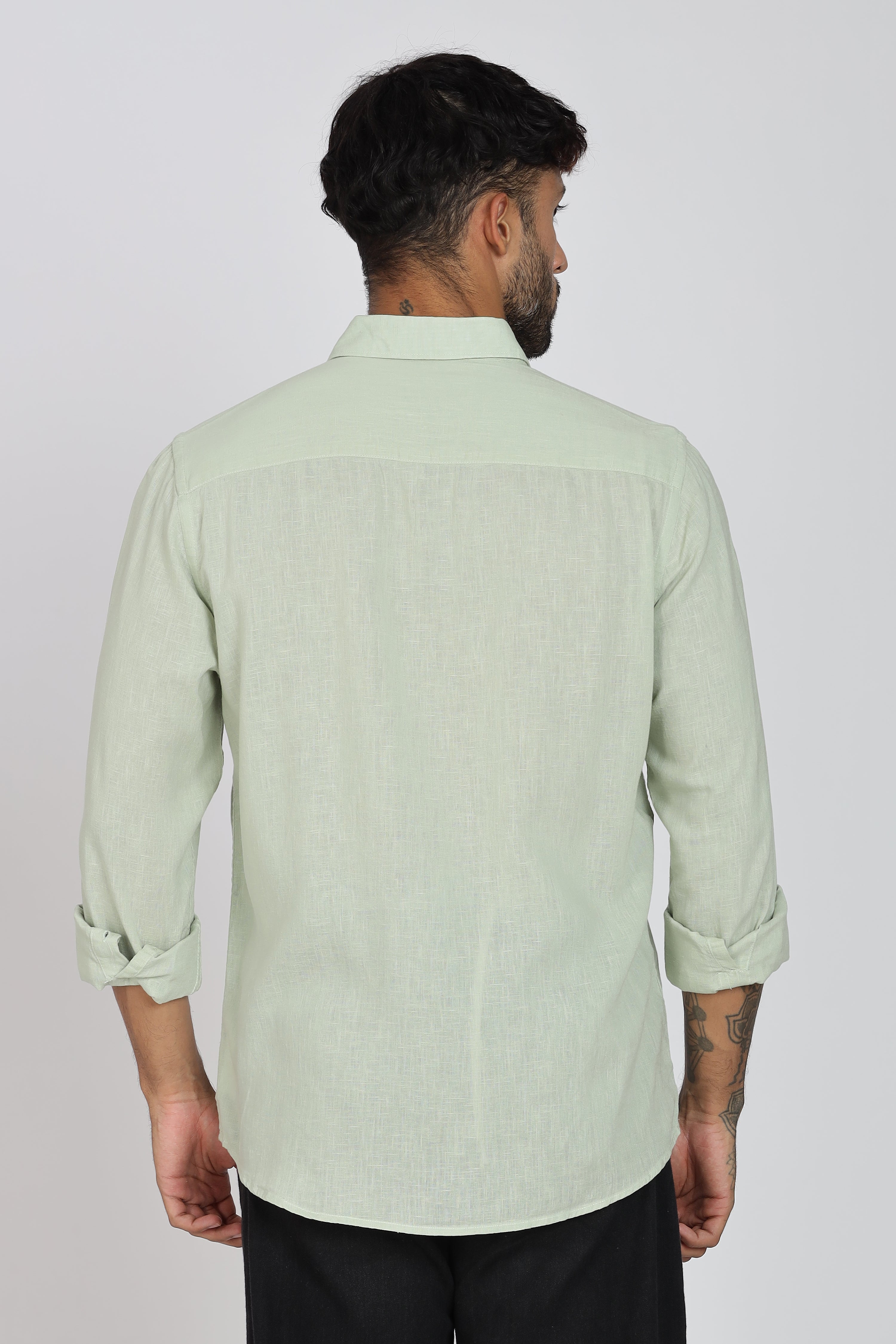 Men's Full Sleeves Plain Pista Shirt | Imported Linen Fabric | Formal & Party Wear