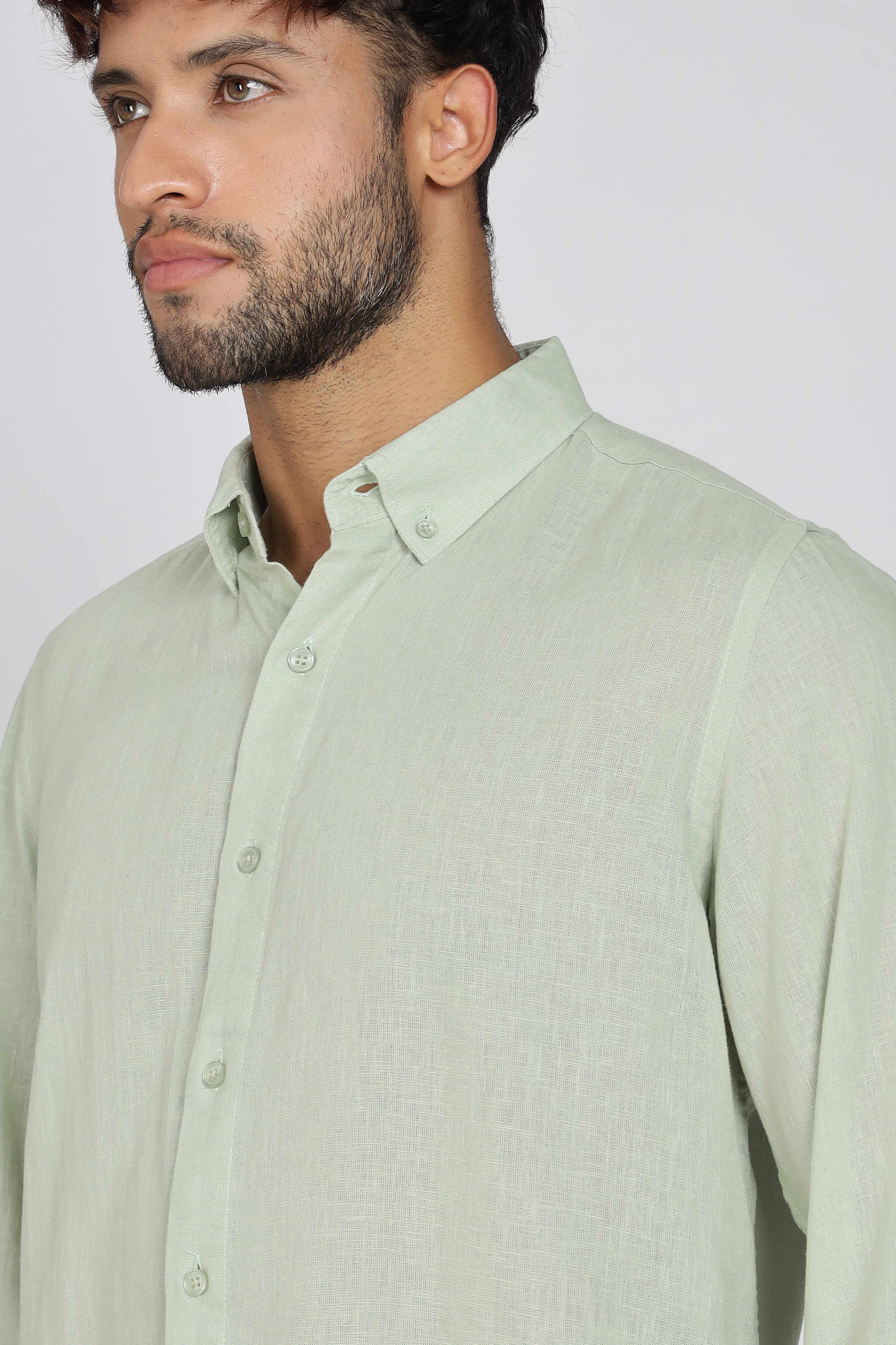 Men's Full Sleeves Plain Pista Shirt | Imported Linen Fabric | Formal & Party Wear