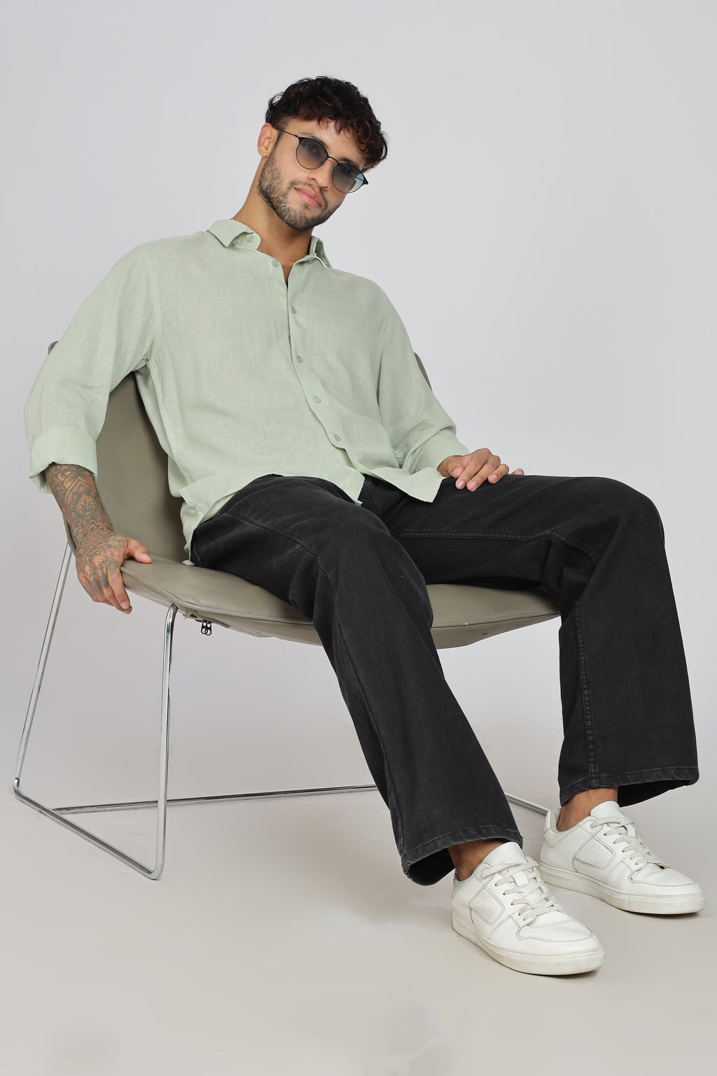 Men's Full Sleeves Plain Pista Shirt | Imported Linen Fabric | Formal & Party Wear