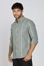 Men's Full Sleeves Stripped Light Green Shirt | Kinitted Fabric | Casual Wear
