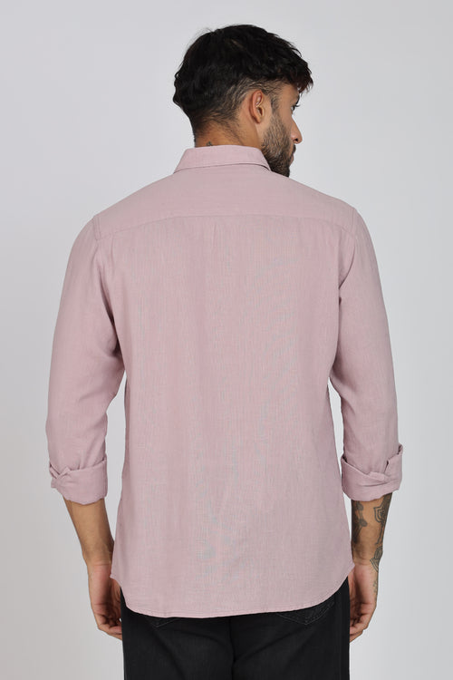 Men's Full Sleeves Plain Pink Shirt | Imported Linen Fabric | Formal & Party Wear