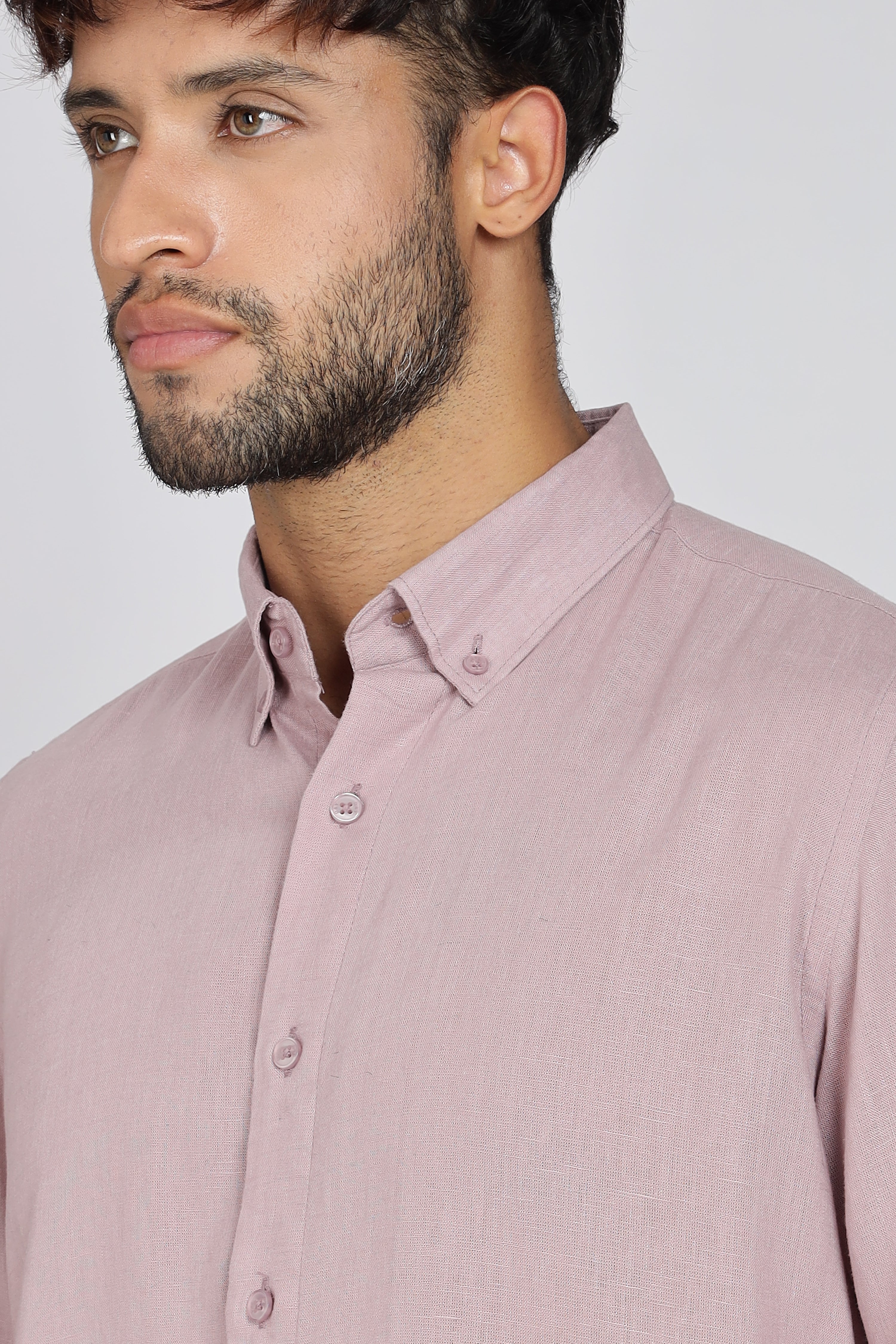 Men's Full Sleeves Plain Pink Shirt | Imported Linen Fabric | Formal & Party Wear