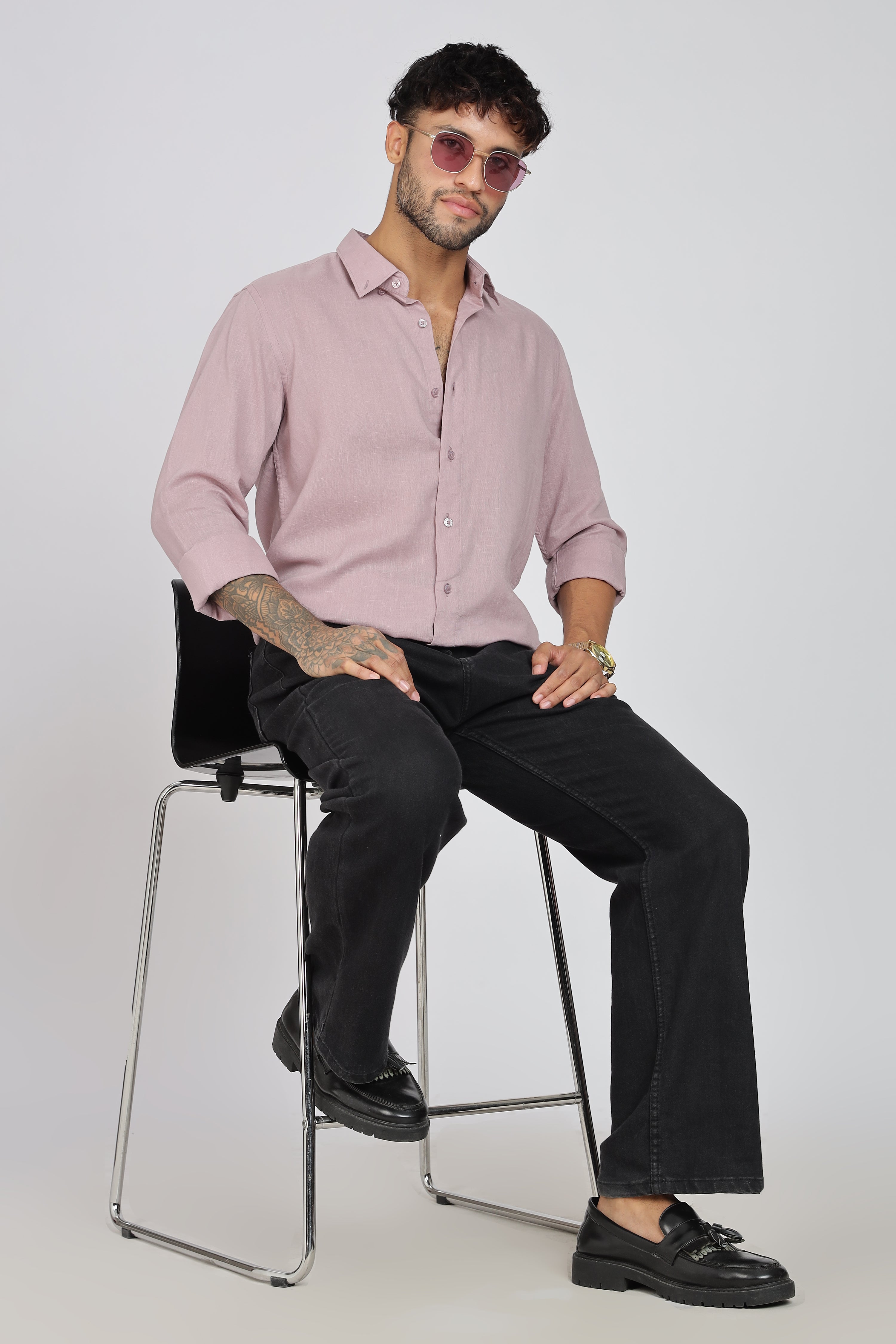 Men's Full Sleeves Plain Pink Shirt | Imported Fabric Stitchless | Formal & Party Wear