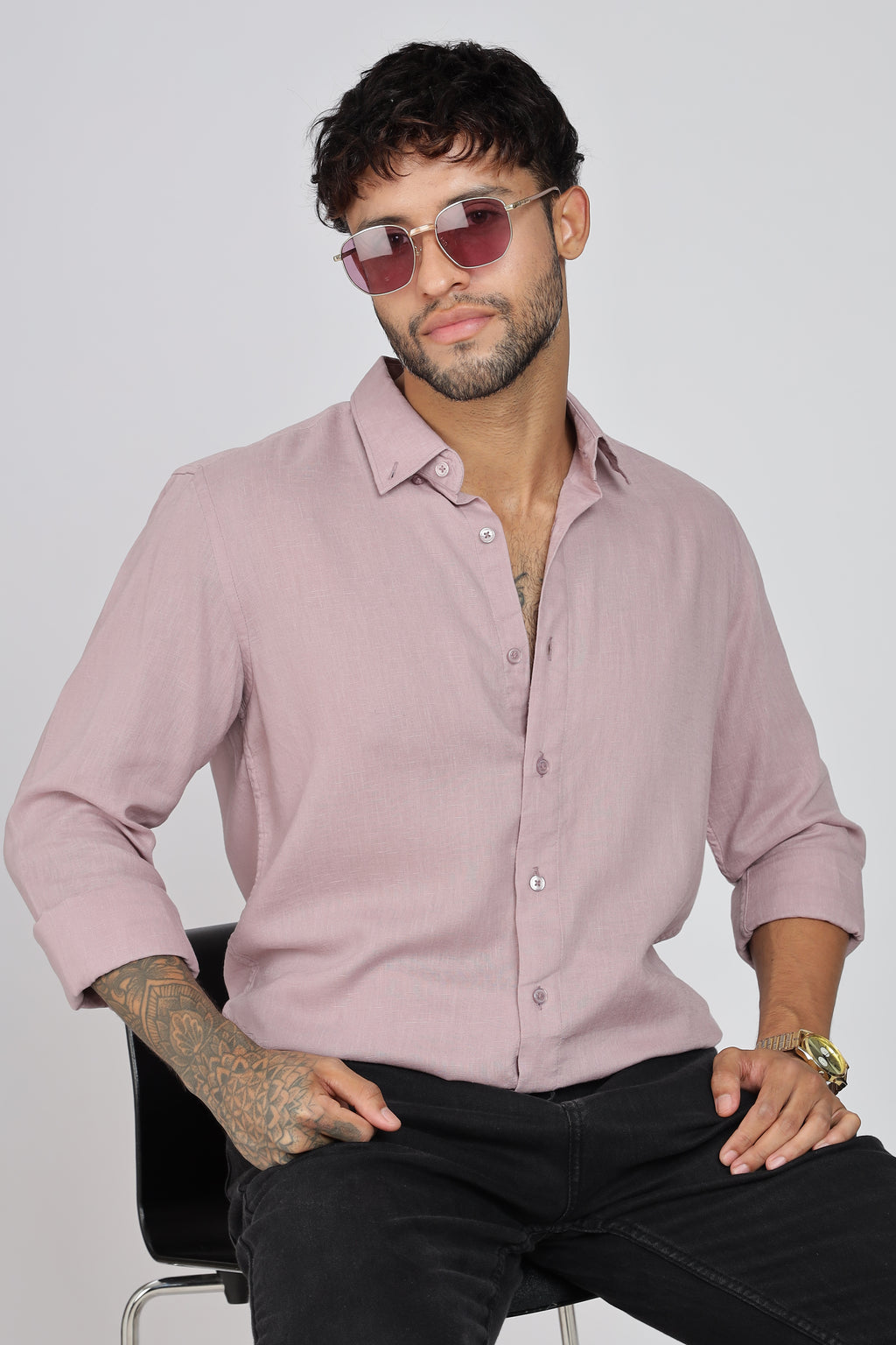 Men's Full Sleeves Plain Pink Shirt | Imported Fabric Stitchless | Formal & Party Wear