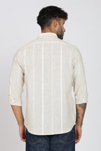 Men's Full Sleeves Stripped Lemon Shirt | Kinitted Fabric | Casual Wear