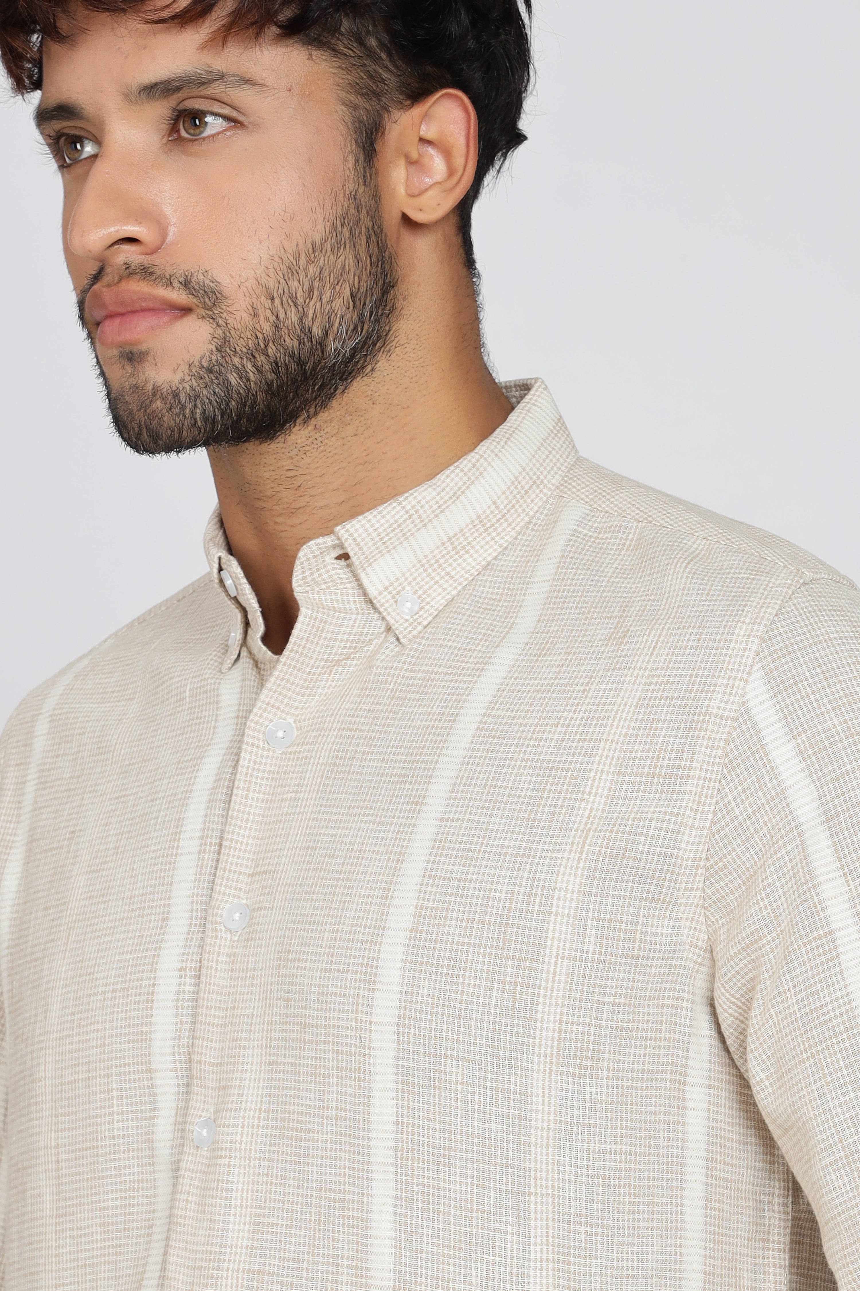 Men's Full Sleeves Stripped Lemon Shirt | Kinitted Fabric | Casual Wear