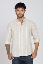 Men's Full Sleeves Stripped Lemon Shirt | Kinitted Fabric | Casual Wear