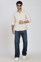 Men's Full Sleeves Stripped Lemon Shirt | Kinitted Fabric | Casual Wear