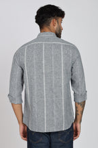 Men's Full Sleeves Stripped Blueish Green Shirt | Kinitted Fabric | Casual Wear