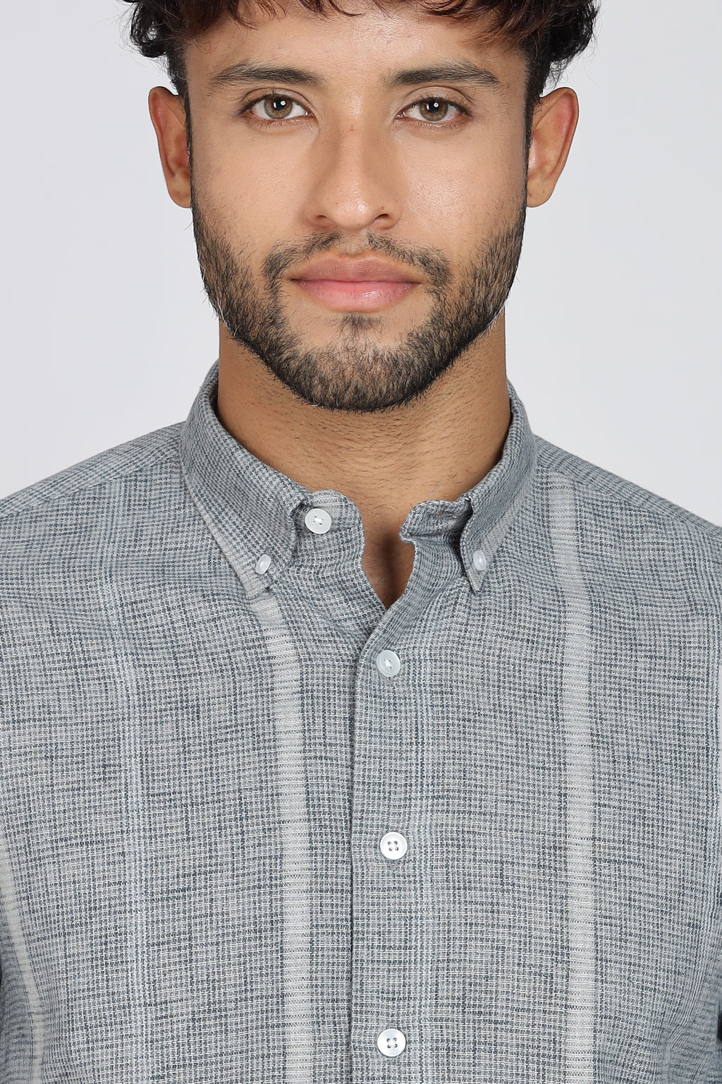 Men's Full Sleeves Stripped Blueish Green Shirt | Kinitted Fabric | Casual Wear