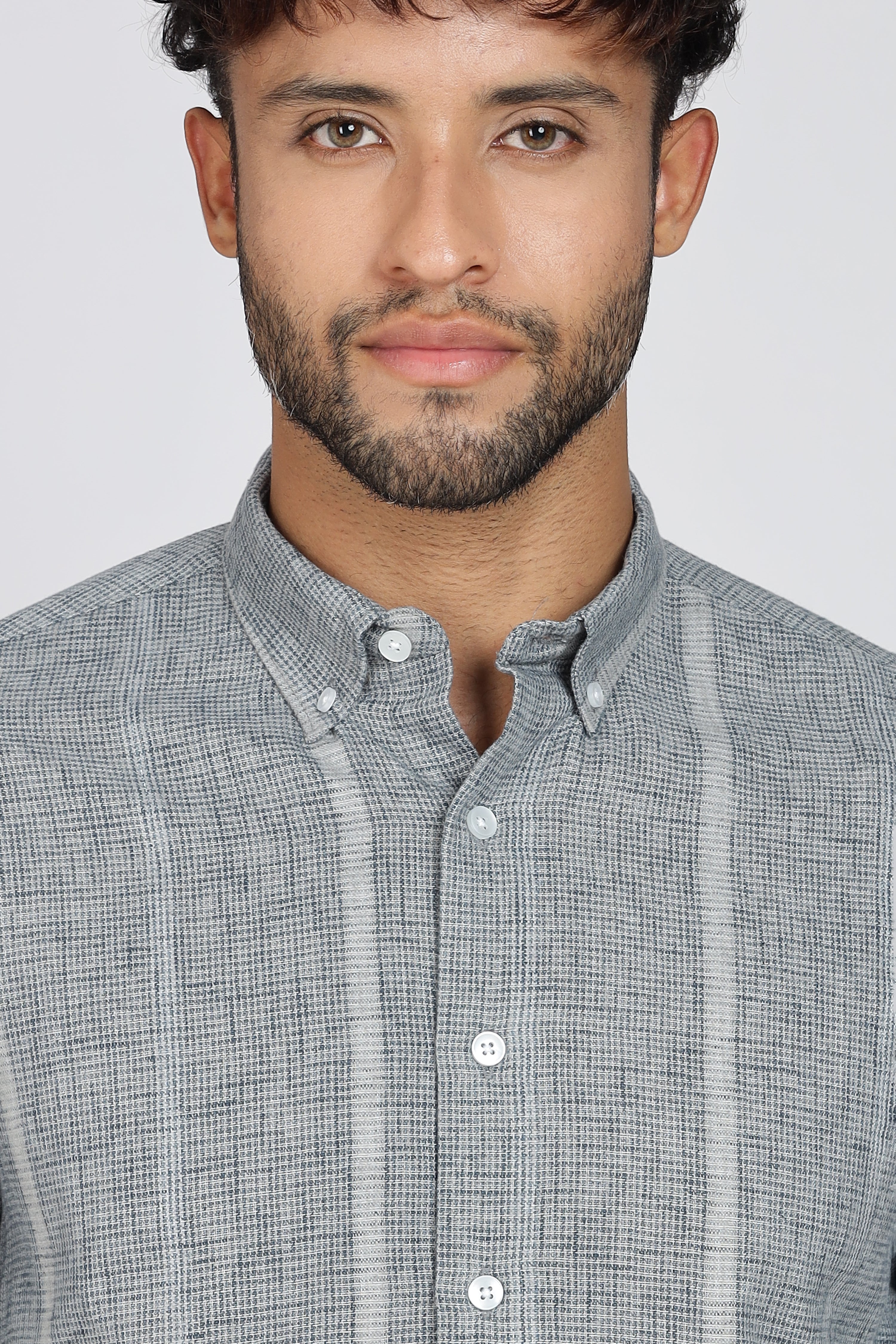 Men's Full Sleeves Stripped Blueish Green Shirt | Kinitted Fabric | Casual Wear