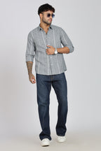 Men's Full Sleeves Stripped Blueish Green Shirt | Kinitted Fabric | Casual Wear