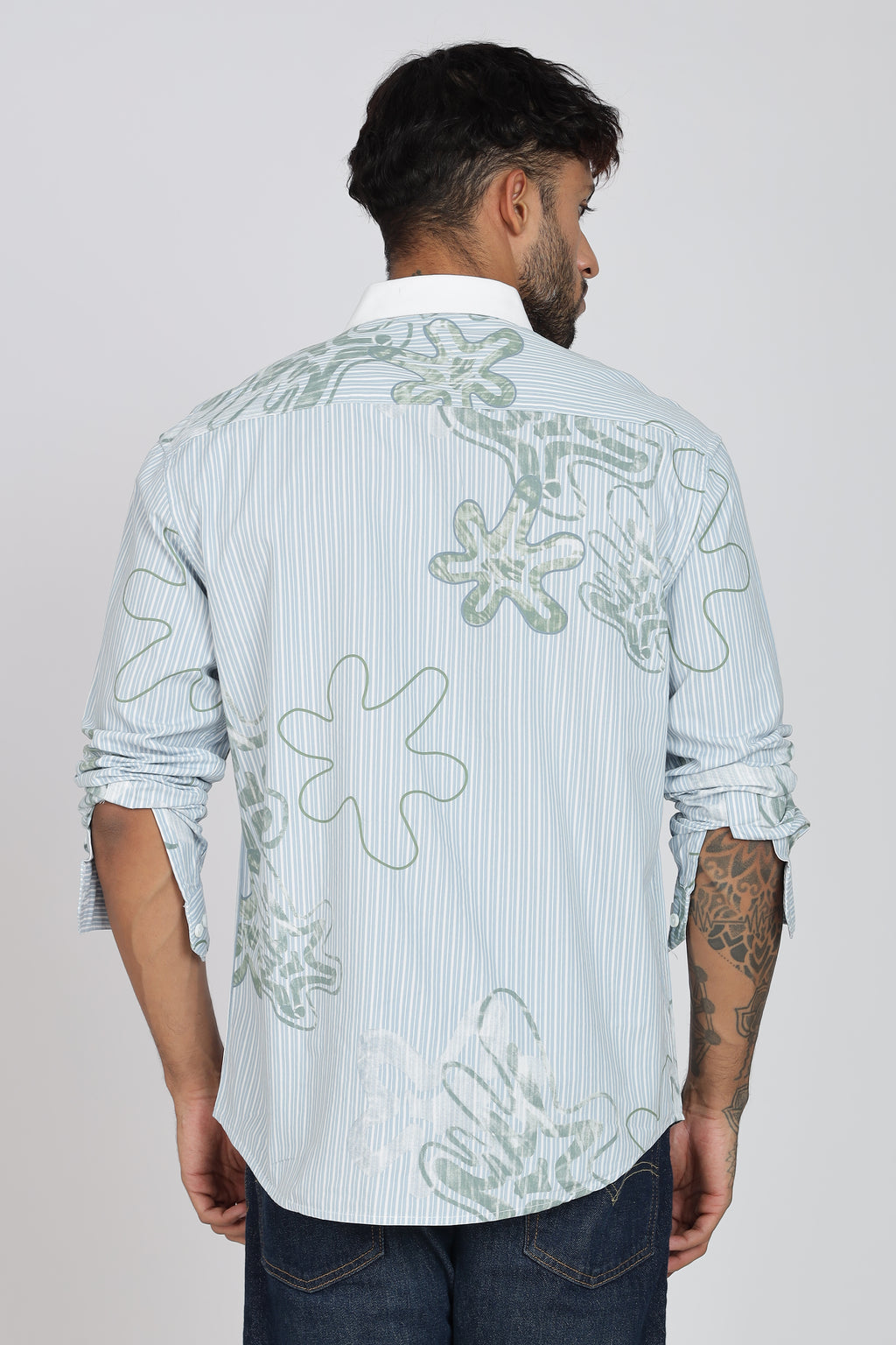 Men's Full Sleeves Pista GreenShirt | Heavy Cotton Fabric| Beach & Holiday Wear