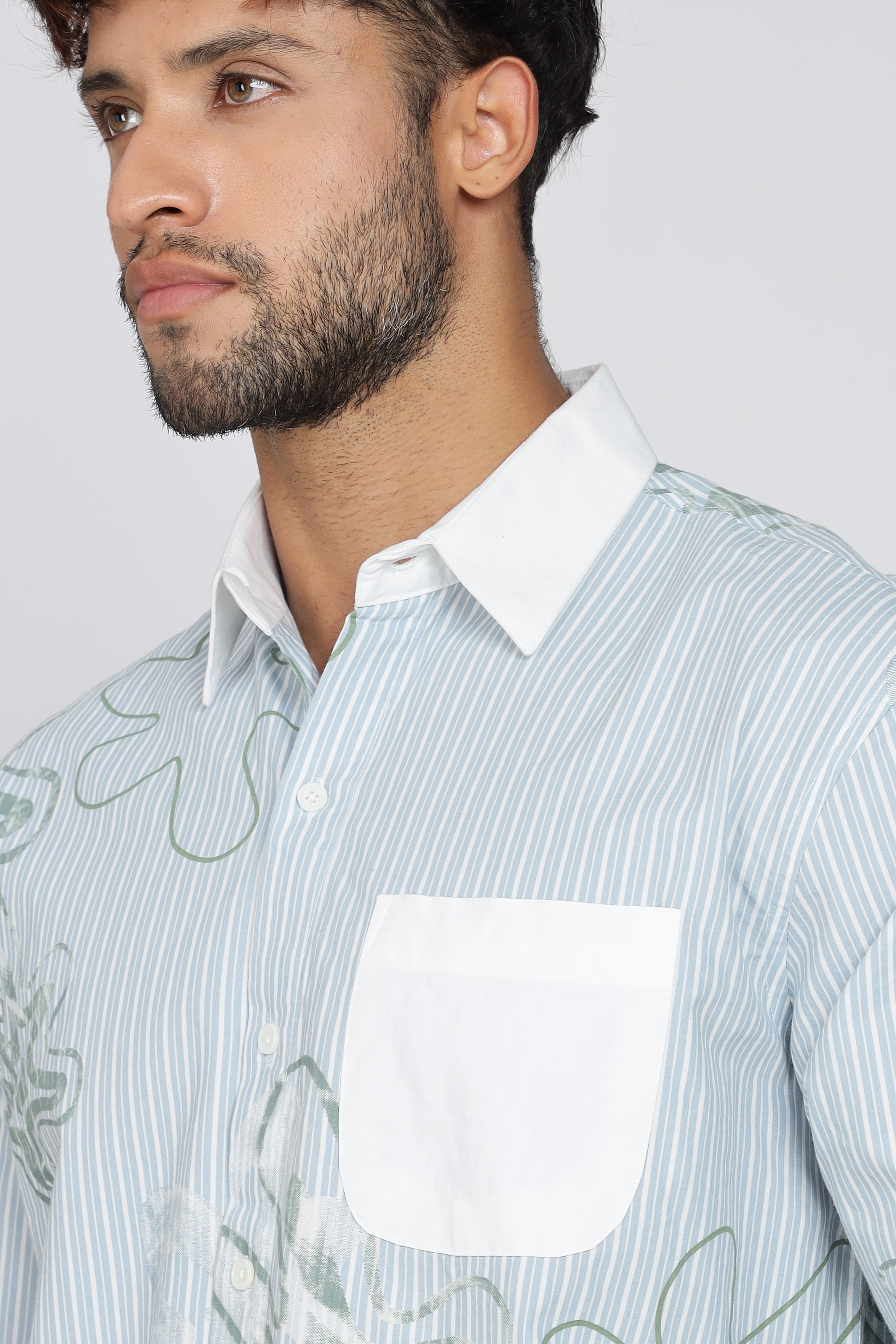 Men's Full Sleeves Pista GreenShirt | Heavy Cotton Fabric| Beach & Holiday Wear
