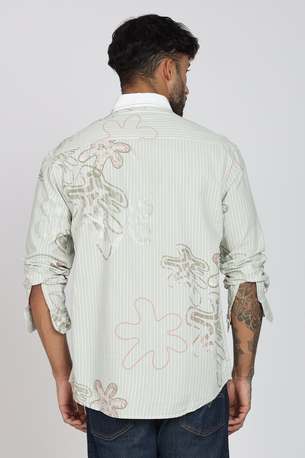 Men's Full Sleeves Light Green Shirt | Heavy Cotton Fabric| Beach & Holiday Wear