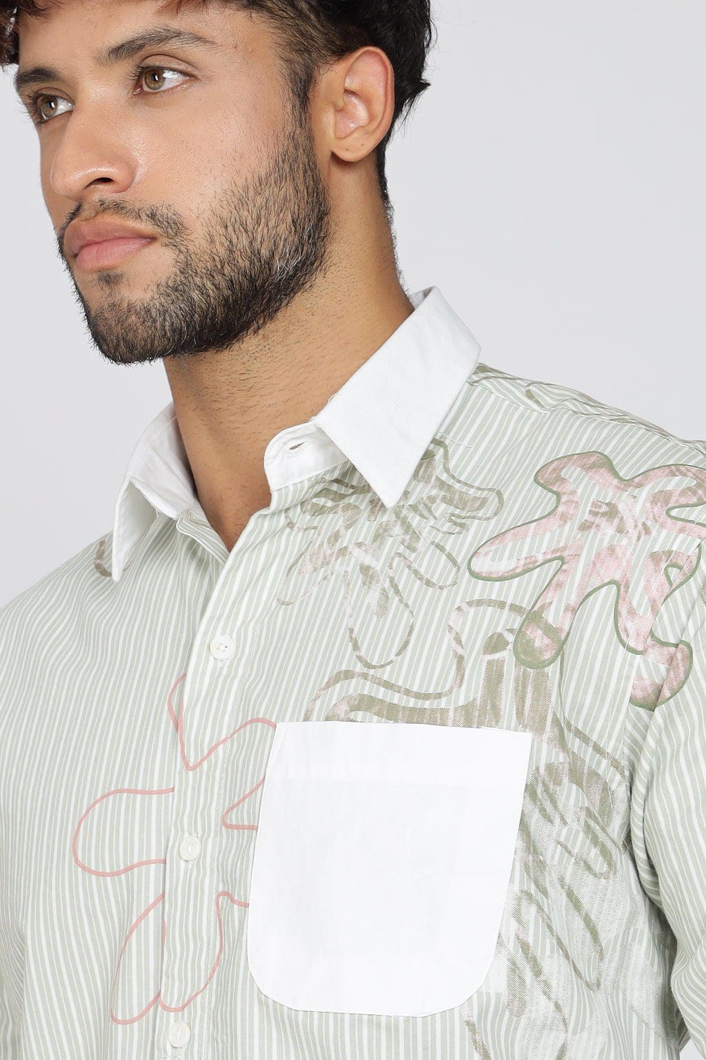 Men's Full Sleeves Light Green Shirt | Heavy Cotton Fabric| Beach & Holiday Wear