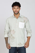 Men's Full Sleeves Light Green Shirt | Heavy Cotton Fabric| Beach & Holiday Wear