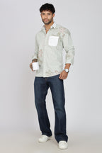 Men's Full Sleeves Light Green Shirt | Heavy Cotton Fabric| Beach & Holiday Wear