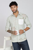 Men's Full Sleeves Light Green Shirt | Heavy Cotton Fabric| Beach & Holiday Wear