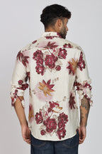 Men's Full Sleeves Lred Beige Shirt | Heavy Cotton Fabric| Beach & Holiday Wear