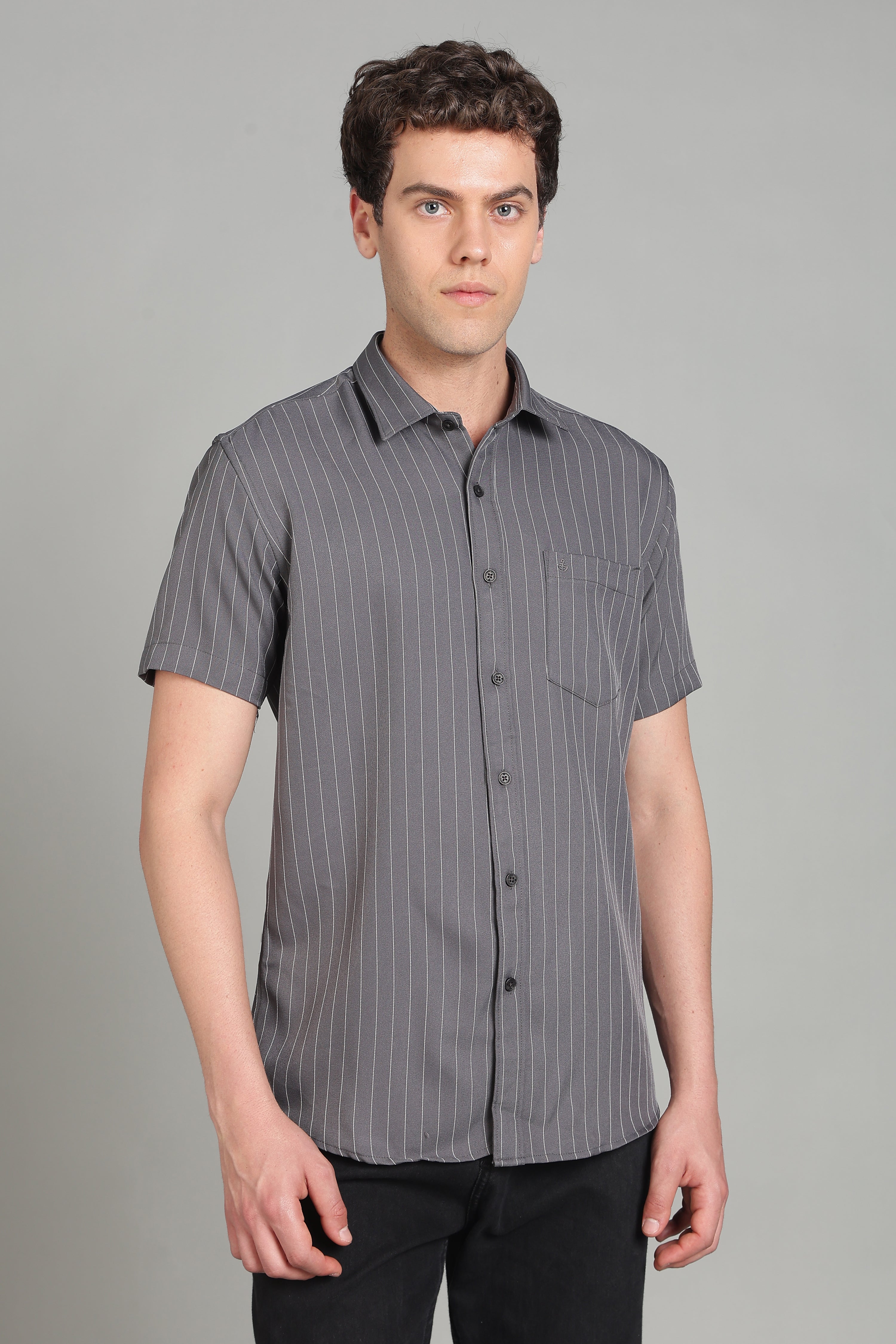 Men's Half Sleeves Plain Grey Shirt | Imported Turkish Fabric | Casual, Office & Vacation Wear