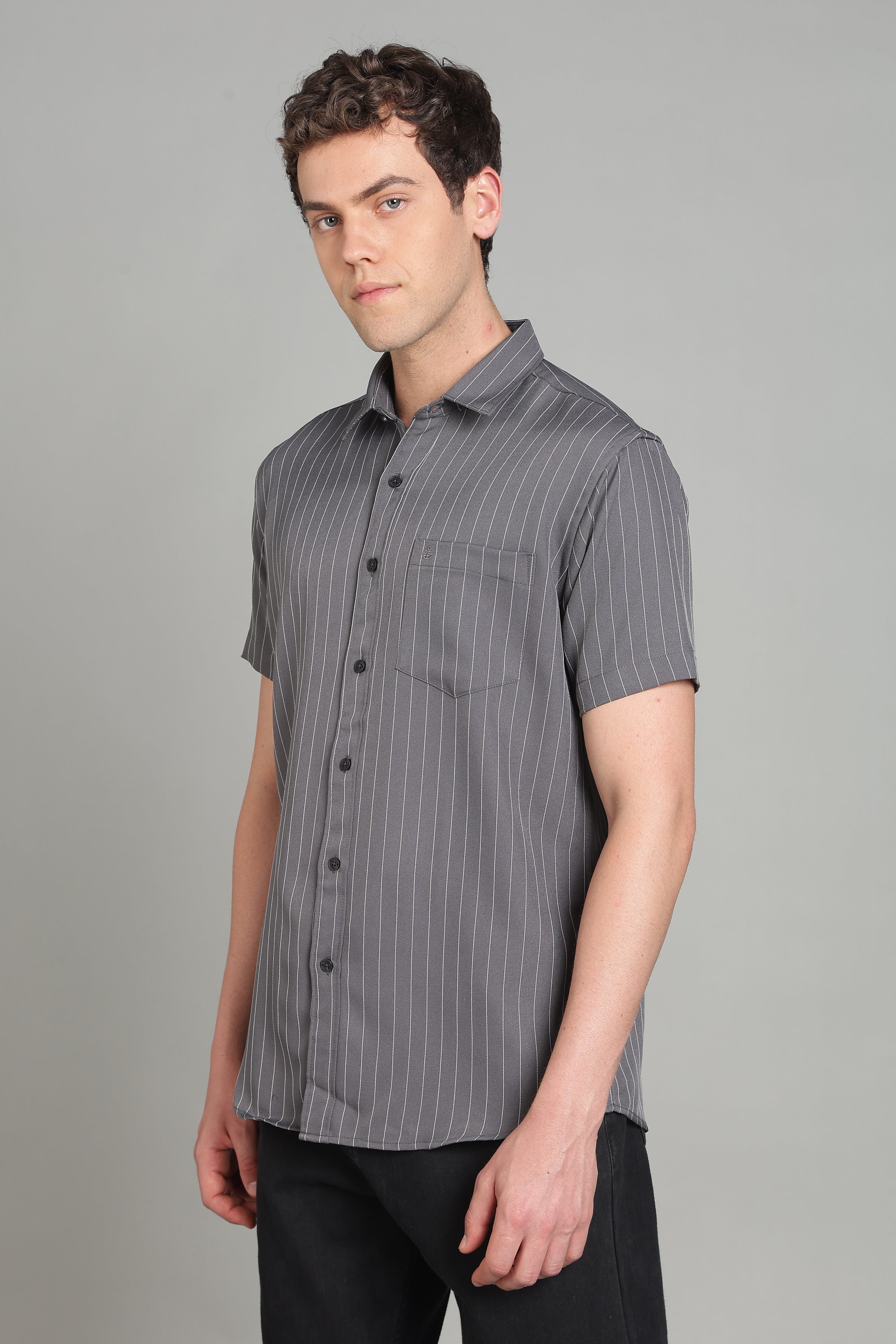 Men's Half Sleeves Plain Grey Shirt | Imported Turkish Fabric | Casual, Office & Vacation Wear