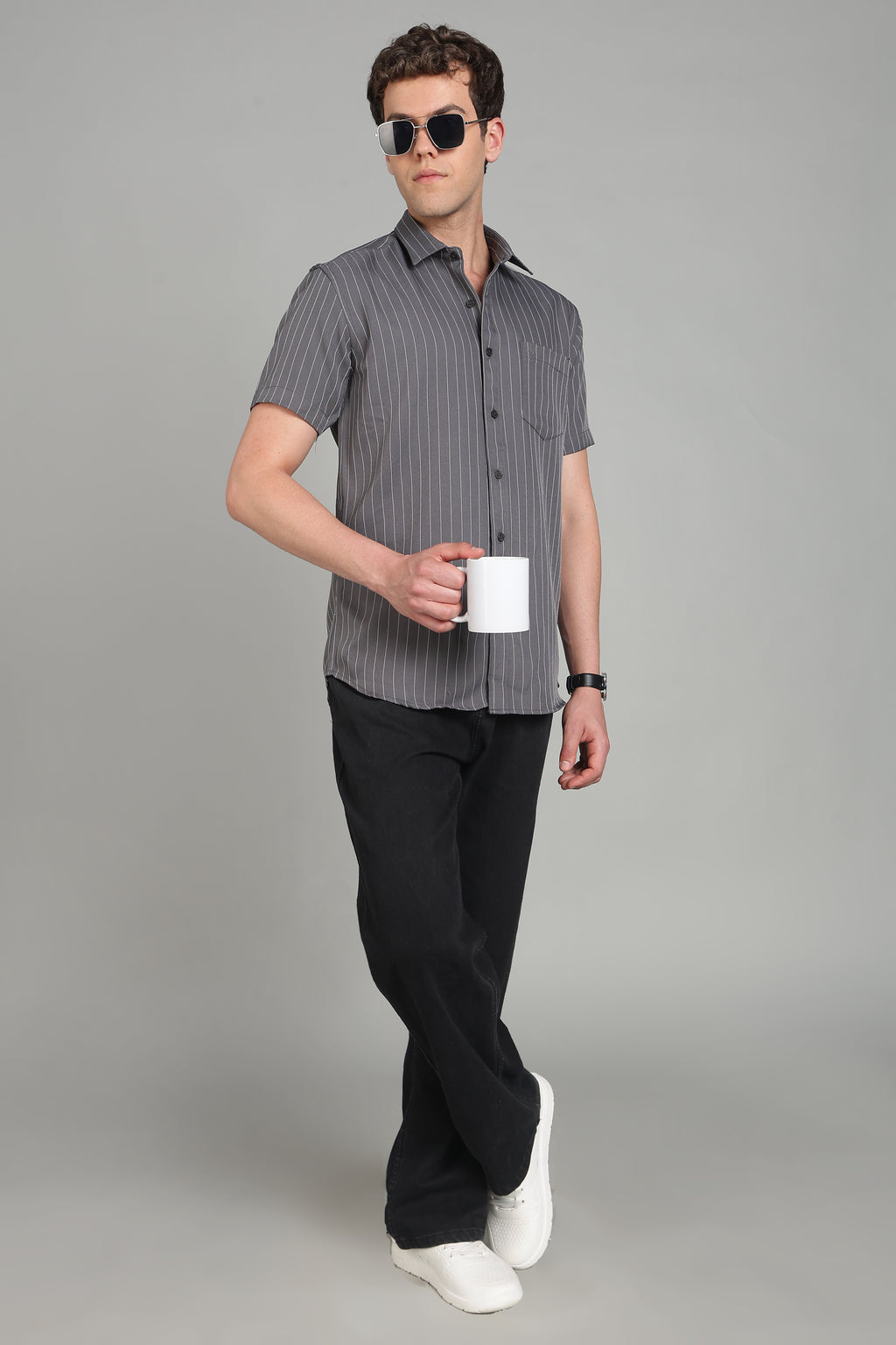 Men's Half Sleeves Plain Grey Shirt | Imported Turkish Fabric | Casual, Office & Vacation Wear