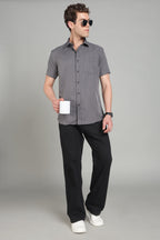 Men's Half Sleeves Plain Grey Shirt | Imported Turkish Fabric | Casual, Office & Vacation Wear