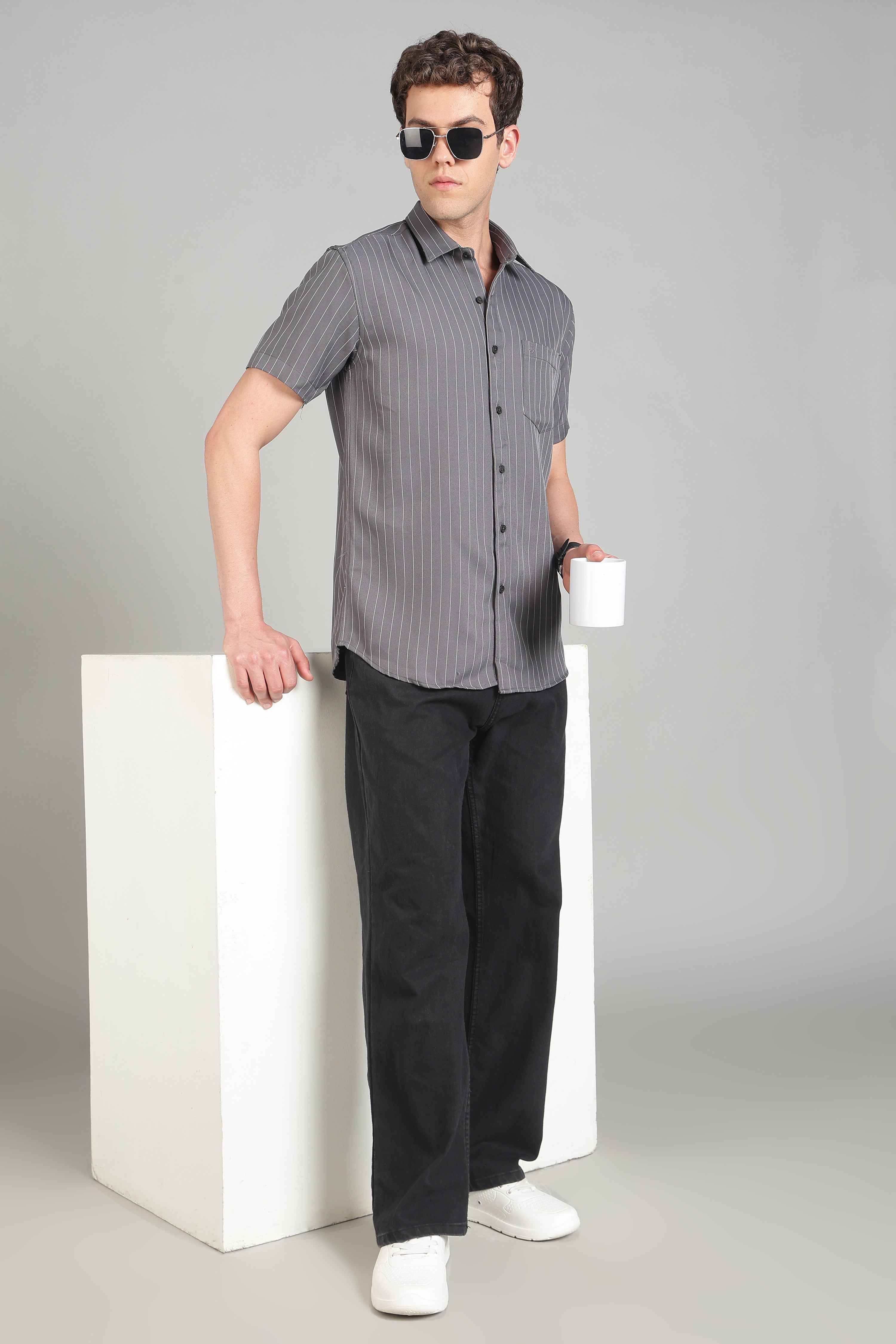 Men's Half Sleeves Plain Grey Shirt | Imported Turkish Fabric | Casual, Office & Vacation Wear