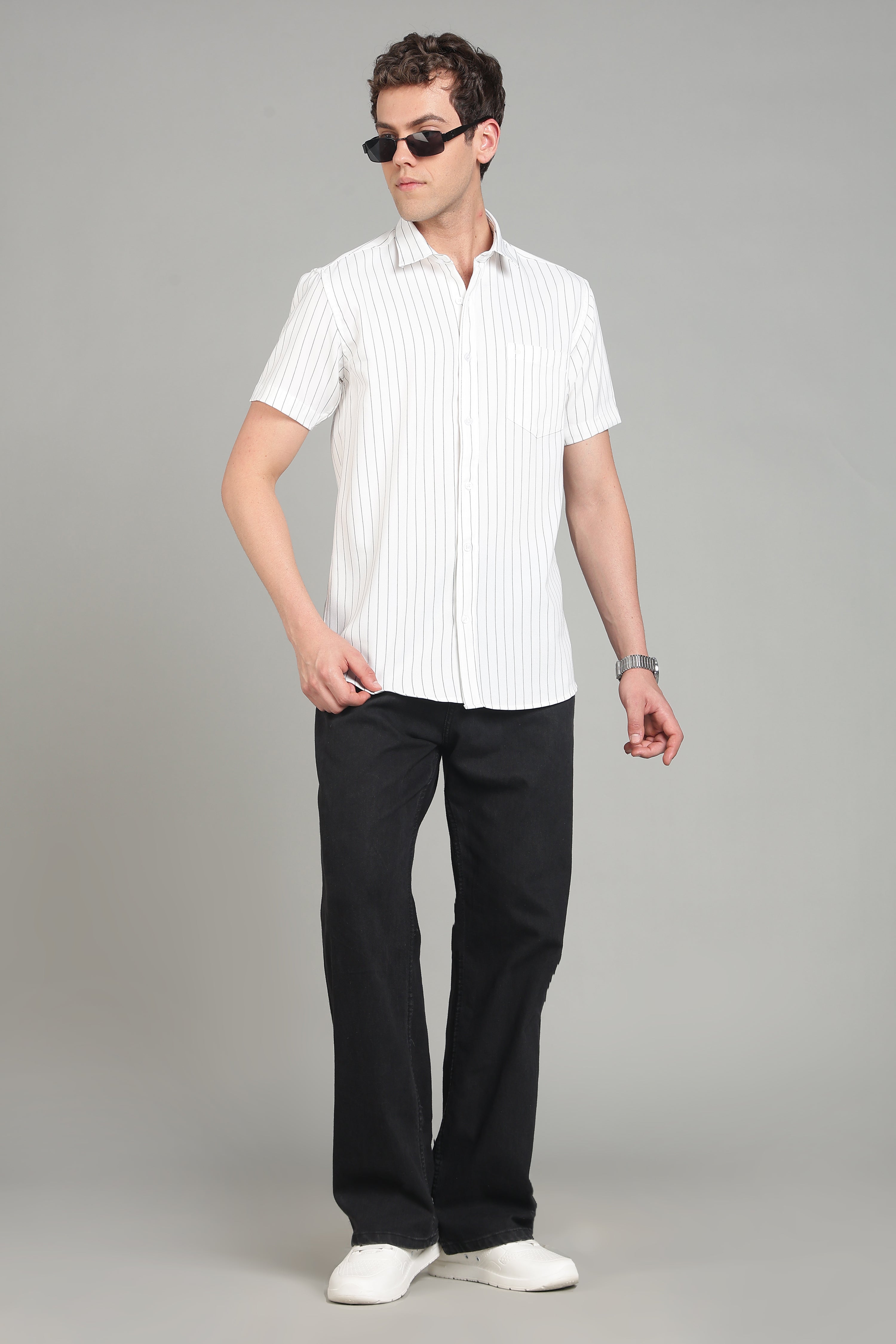 Men's Half Sleeves Plain White Shirt | Imported Turkish Fabric | Casual, Office & Vacation Wear