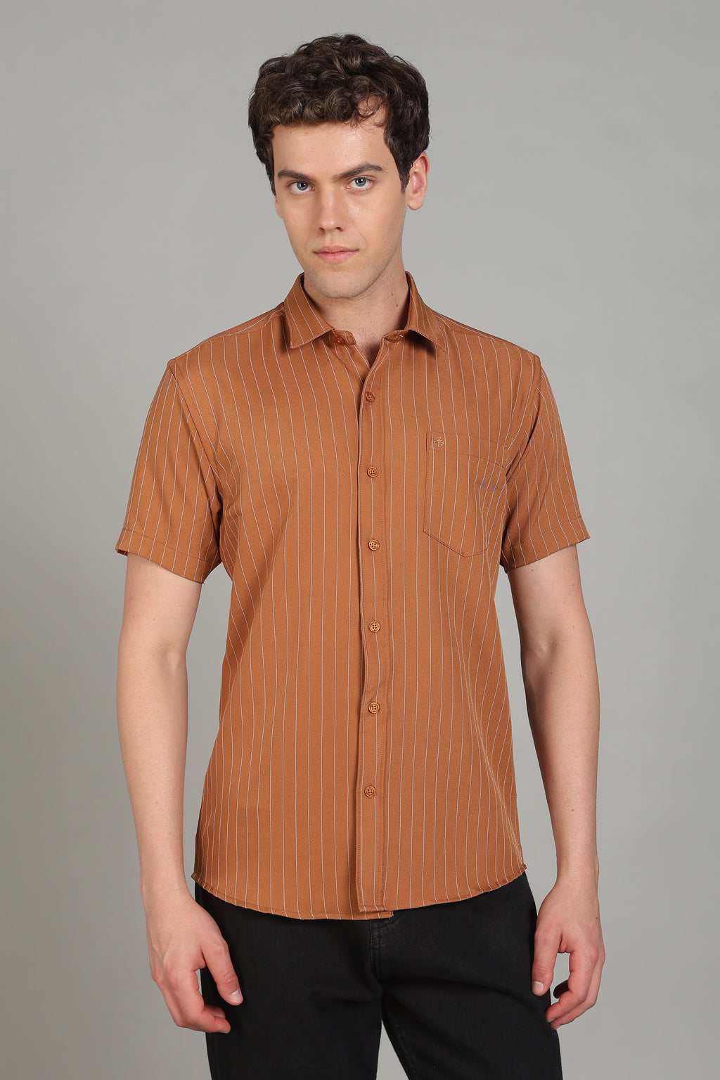 Men's Half Sleeves Plain Rust Shirt | Imported Turkish Fabric | Casual, Office & Vacation Wear