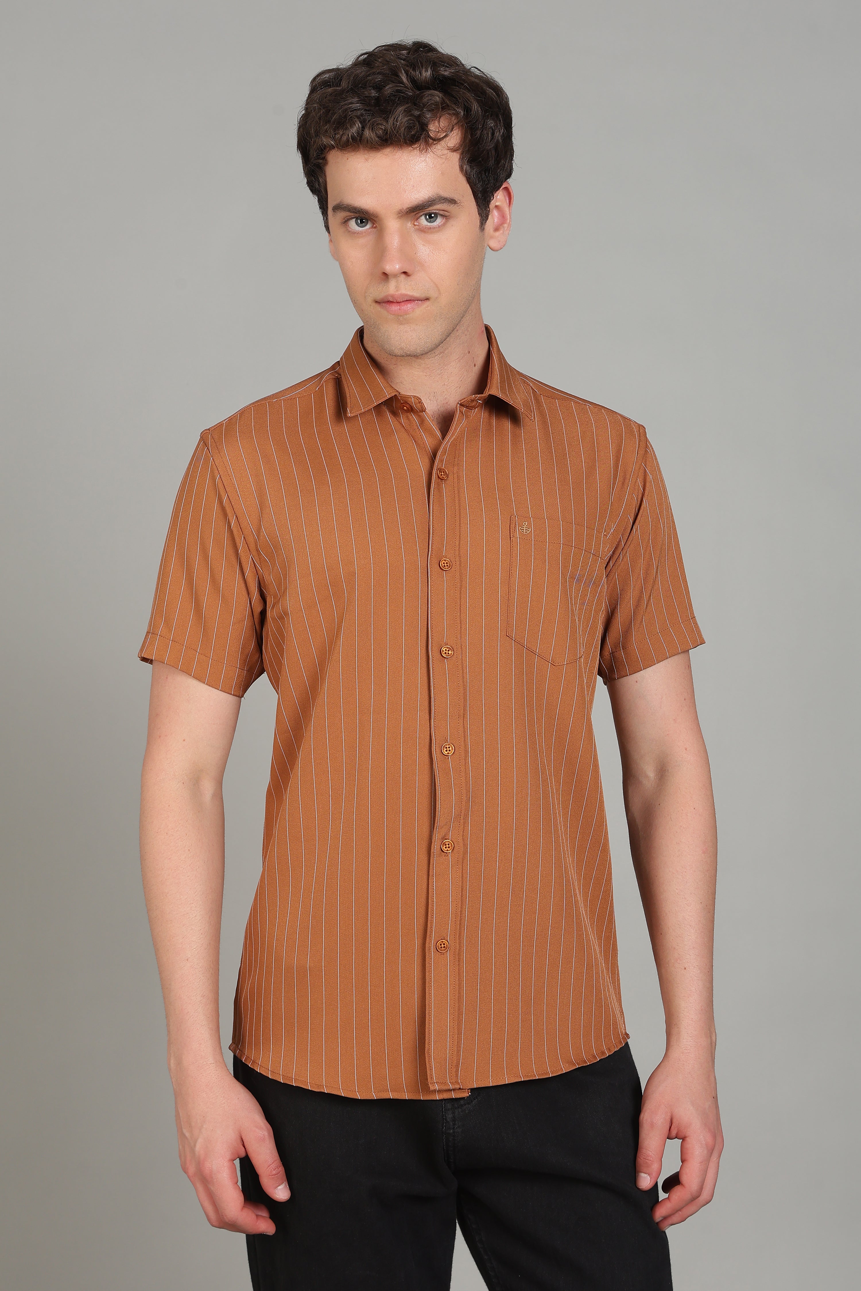 Men's Half Sleeves Plain Rust Shirt | Imported Turkish Fabric | Casual, Office & Vacation Wear