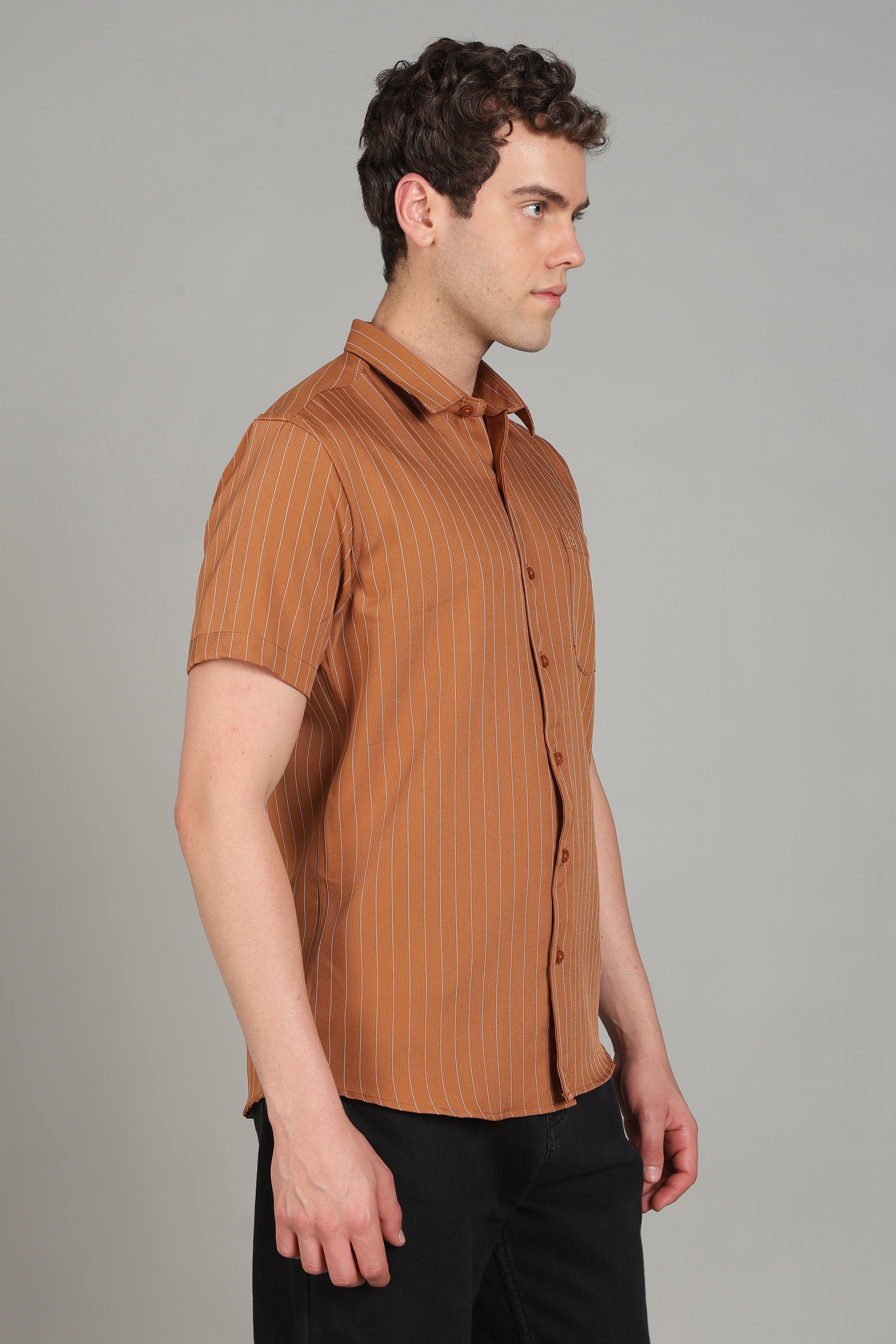 Men's Half Sleeves Plain Rust Shirt | Imported Turkish Fabric | Casual, Office & Vacation Wear