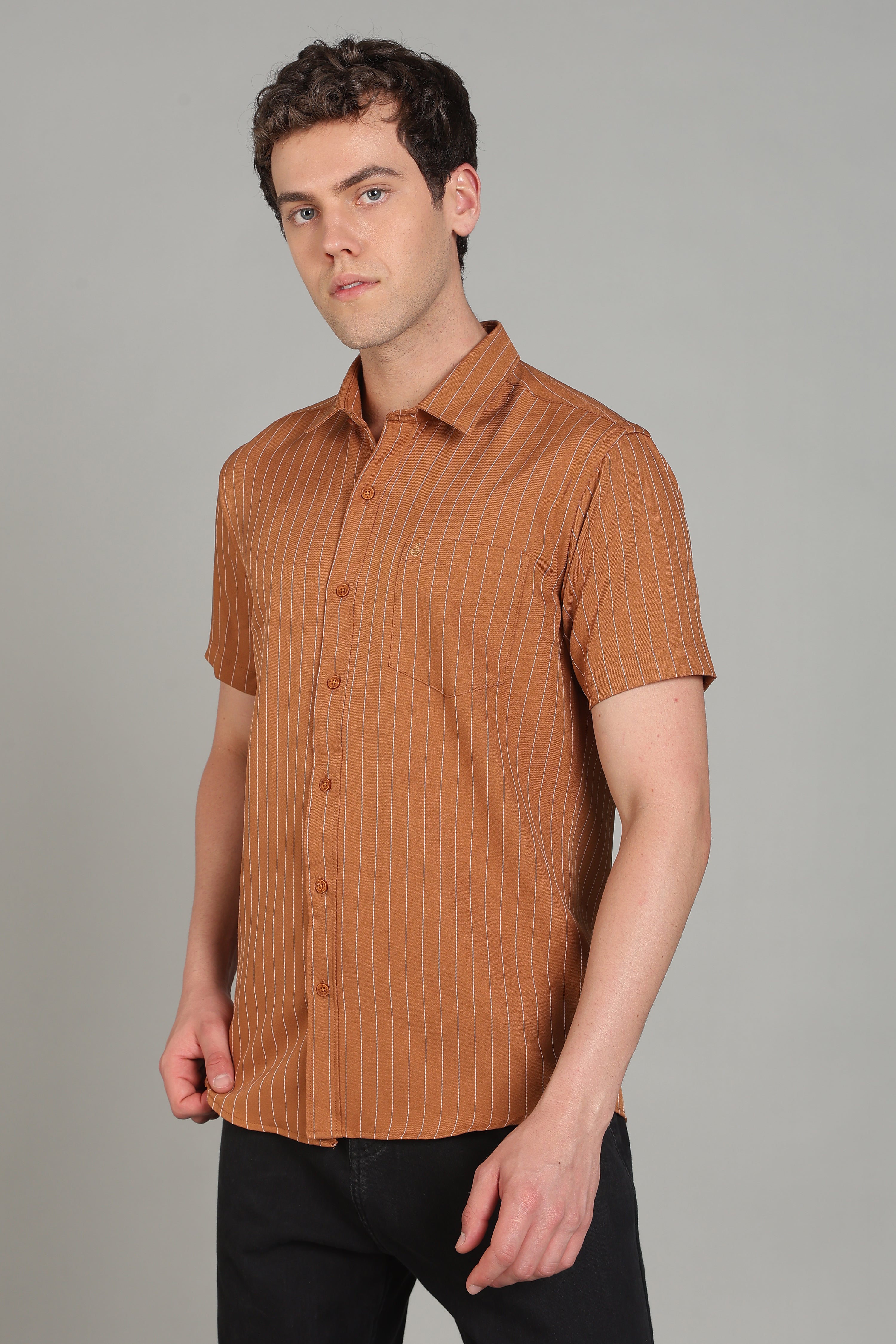 Men's Half Sleeves Plain Rust Shirt | Imported Turkish Fabric | Casual, Office & Vacation Wear