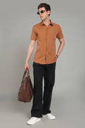 Men's Half Sleeves Plain Rust Shirt | Imported Turkish Fabric | Casual, Office & Vacation Wear