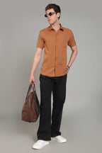 Men's Half Sleeves Plain Rust Shirt | Imported Turkish Fabric | Casual, Office & Vacation Wear