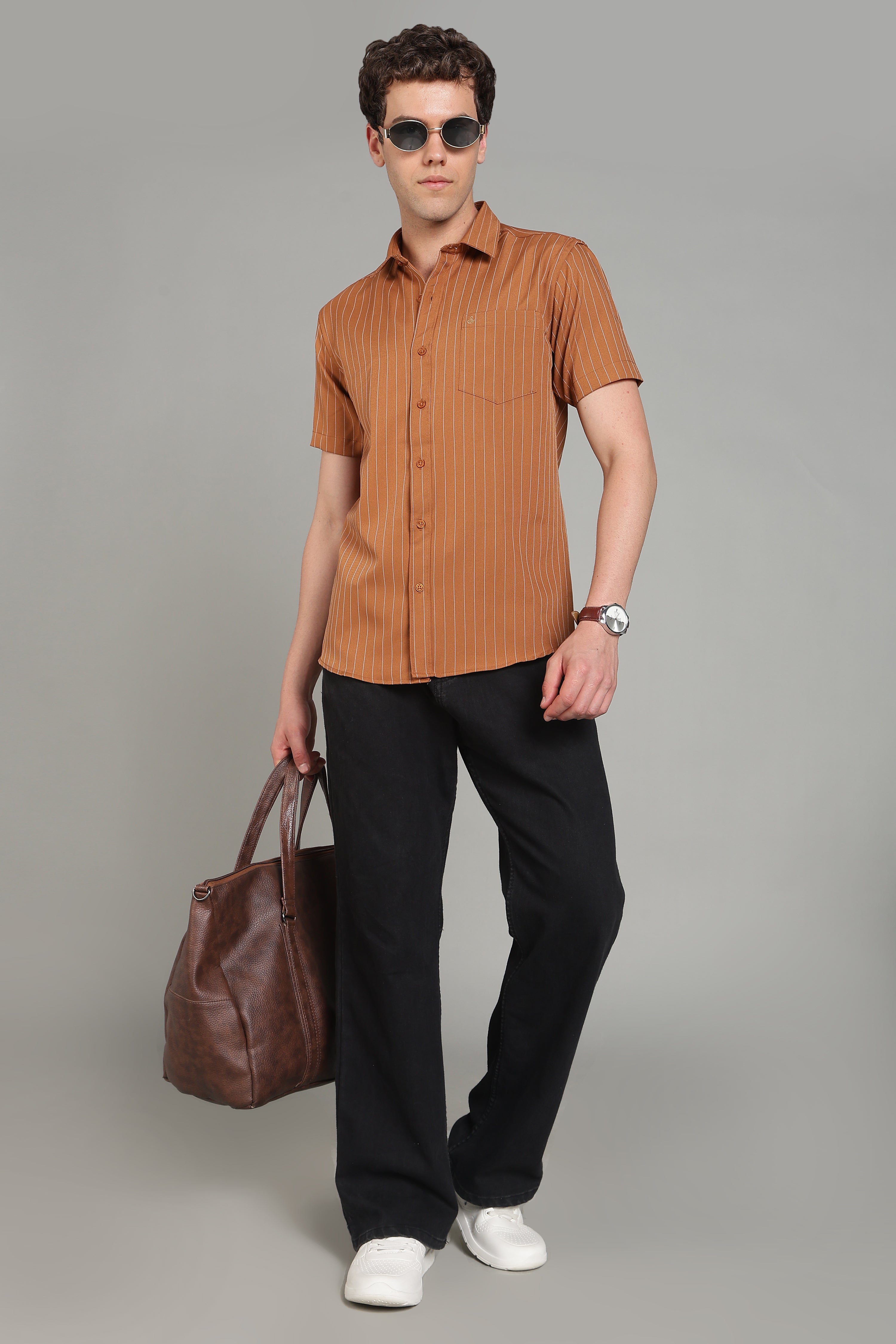 Men's Half Sleeves Plain Rust Shirt | Imported Turkish Fabric | Casual, Office & Vacation Wear