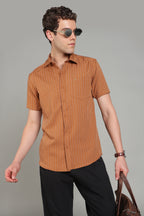 Men's Half Sleeves Plain Rust Shirt | Imported Turkish Fabric | Casual, Office & Vacation Wear