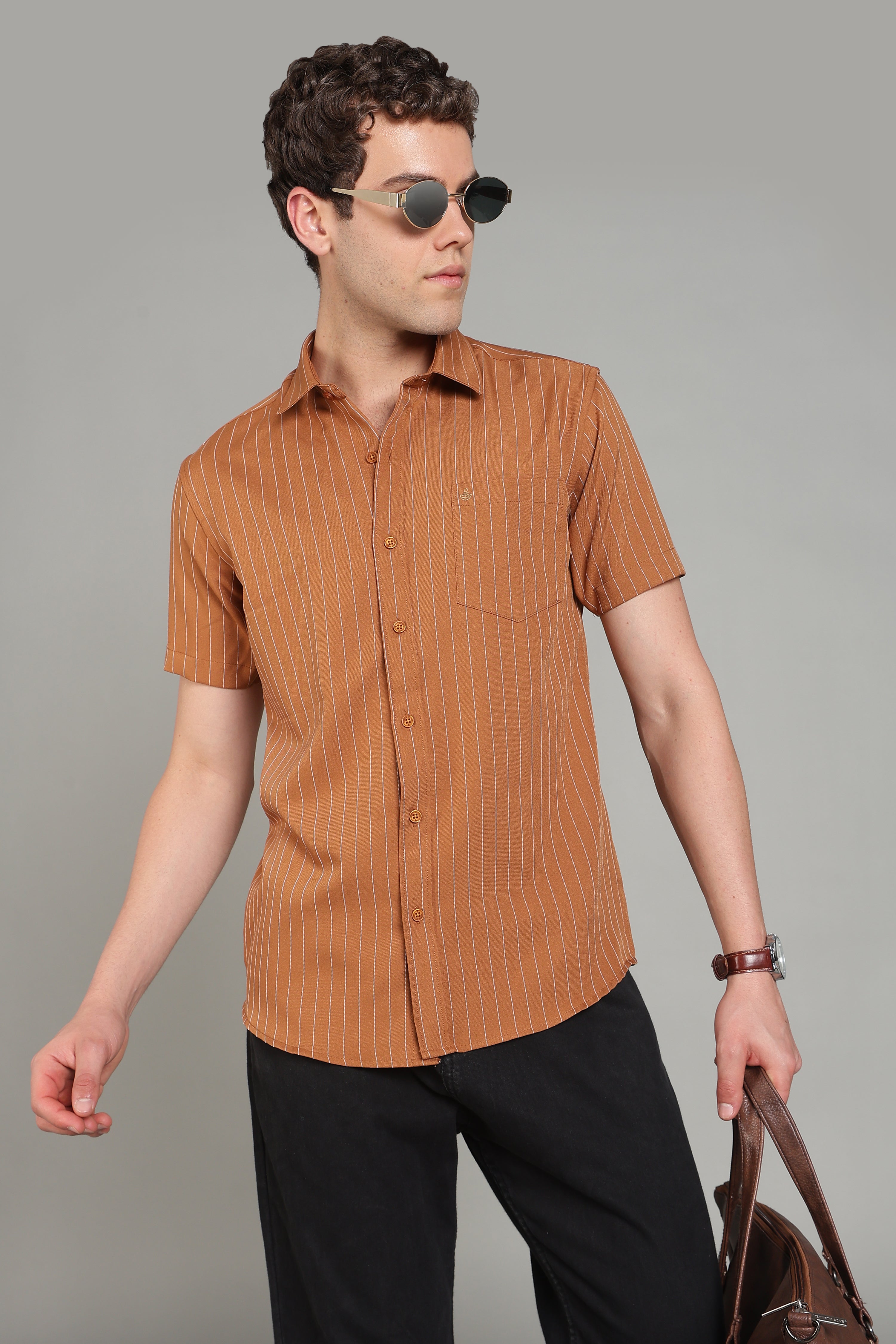 Men's Half Sleeves Plain Rust Shirt | Imported Turkish Fabric | Casual, Office & Vacation Wear