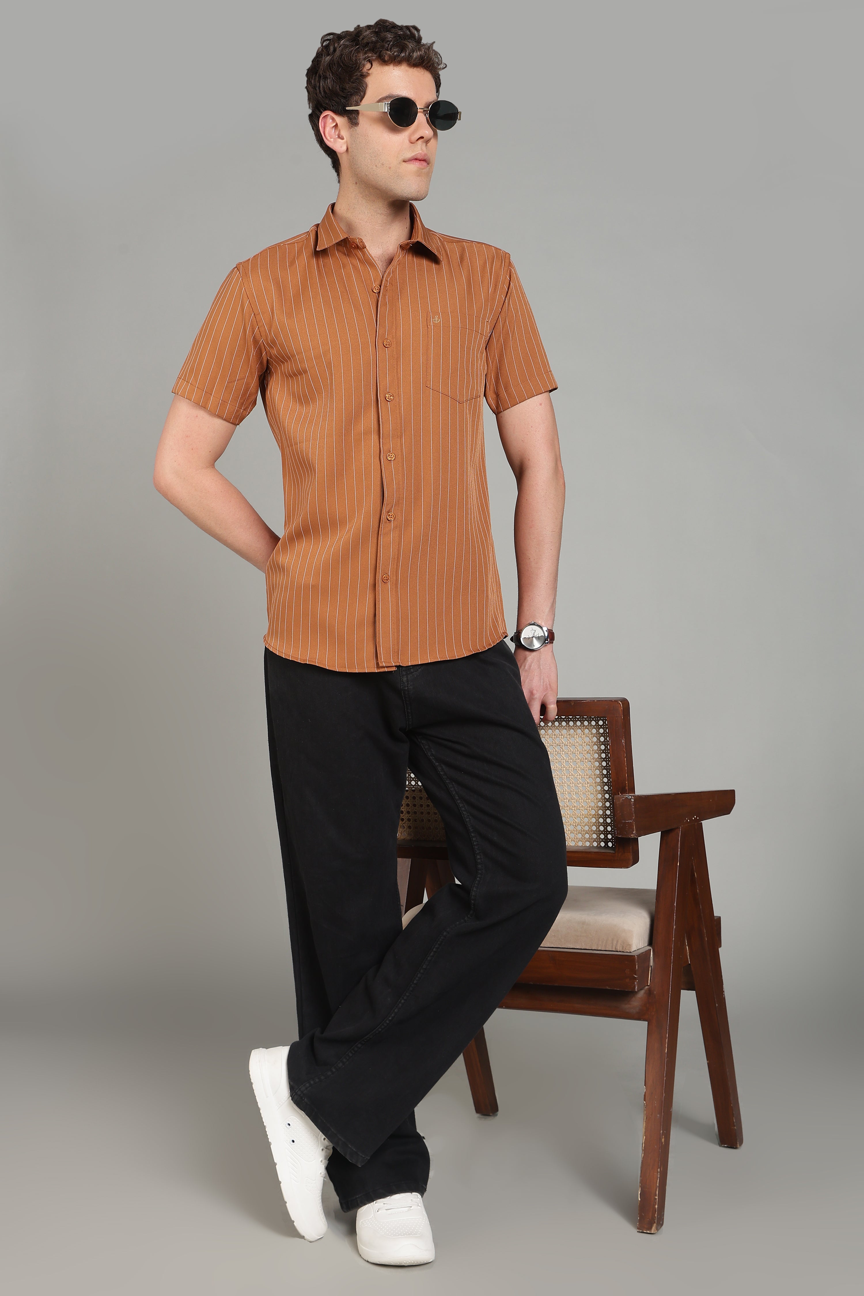 Men's Half Sleeves Plain Rust Shirt | Imported Turkish Fabric | Casual, Office & Vacation Wear