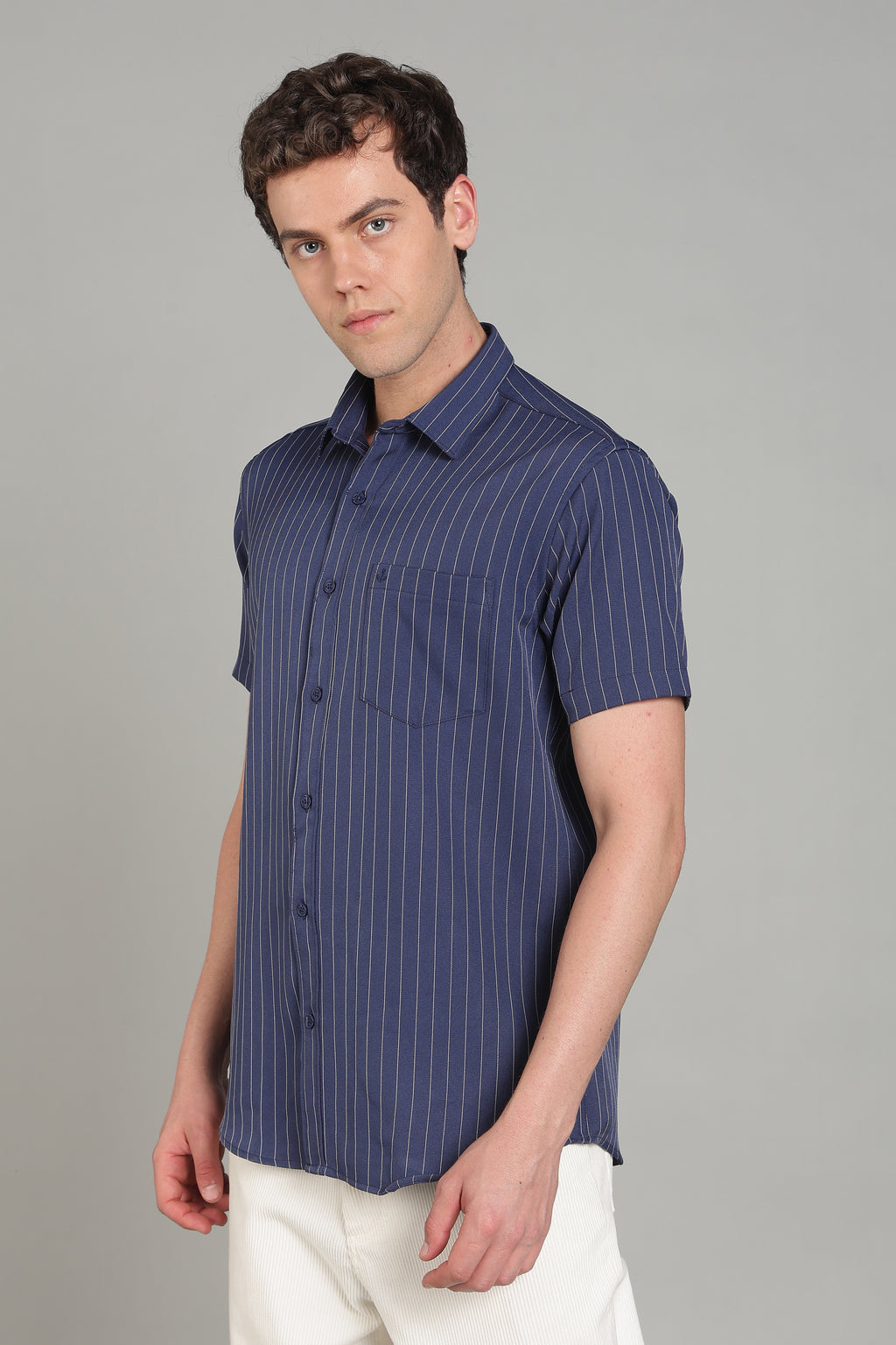Men's Half Sleeves Plain Navy Blue Shirt | Imported Turkish Fabric | Casual, Office & Vacation Wear
